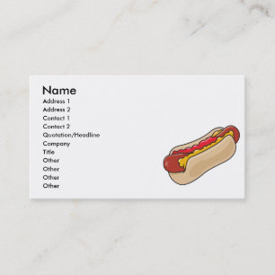 Carte De Visite hot dog en bun avec ketchup et graphique moutarde