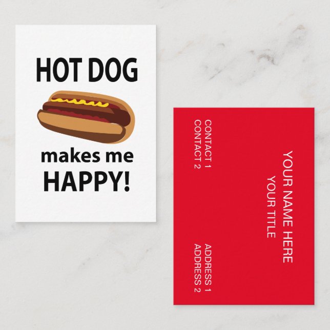 Carte De Visite Hot Dog Me Rend Heureux Hot Dog (Devant / Derrière)