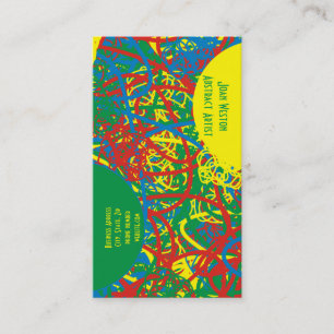 Carte De Visite Hot Mess Artiste Abstrait Rouge Bleu Vert Jaune Ar