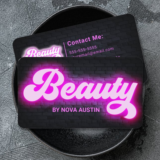 Carte De Visite Hot rose Glam Beauté Salon coiffeur QR Code (Créateur téléchargé)