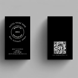 Carte De Visite Hotel Guest House QR Code Logo Tagline Noir