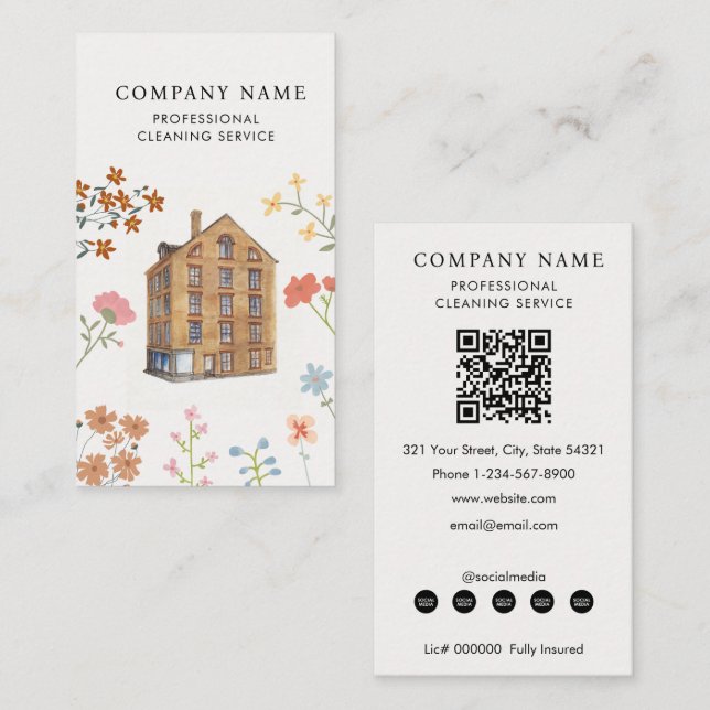 Carte De Visite House Cleaner Cleaning Services Professional  (Devant / Derrière)