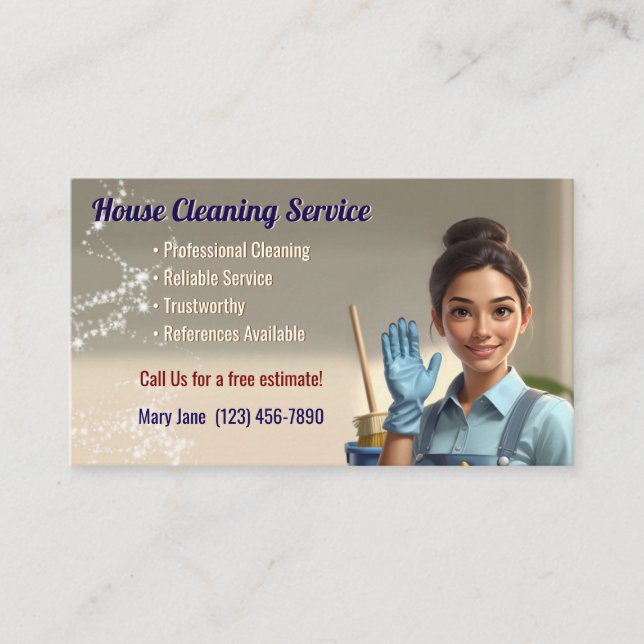 Carte De Visite House Cleaning Business Cards (Devant)