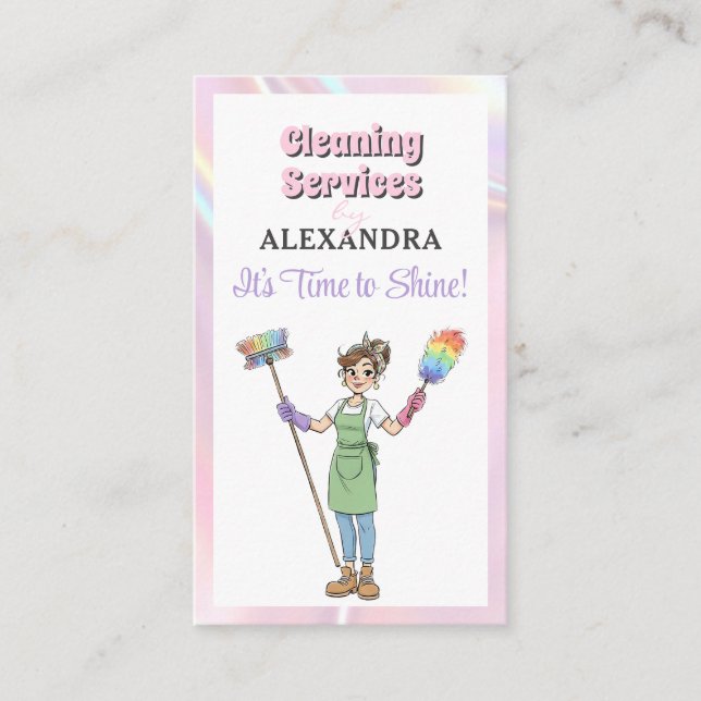 Carte De Visite House Cleaning Lady Maid Service Modern (Devant)