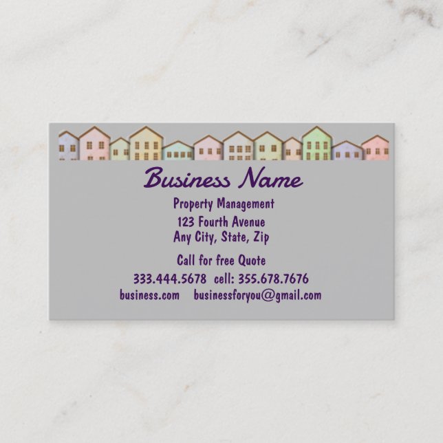 Carte De Visite House Home Business Professional Property Mgmtl (Devant)
