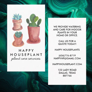 Carte De Visite Houseplant Cactus Succulents Eau Jardinage