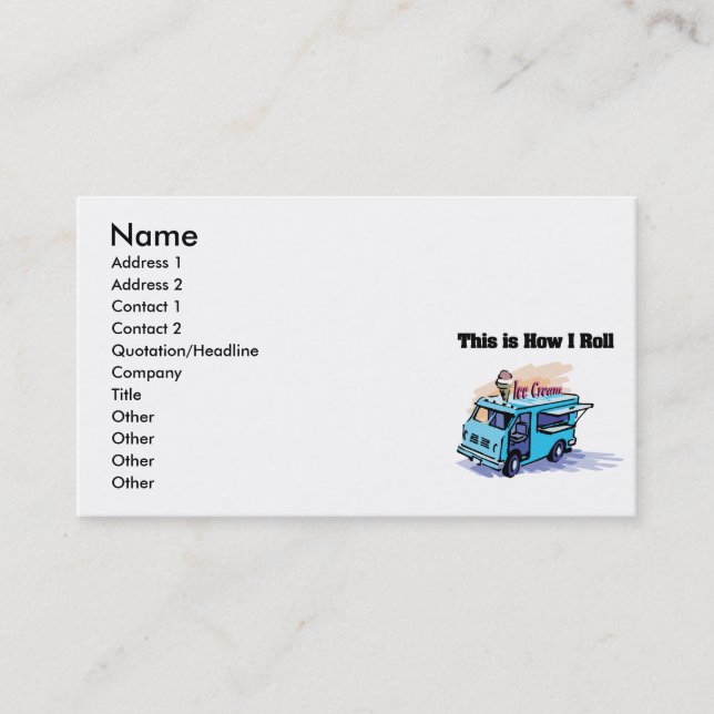 Carte De Visite How I Roll (Camion de Glace) (Devant)