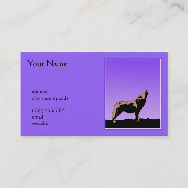 Carte De Visite Howling Wolf at Sunset - Art faunique original (Devant)