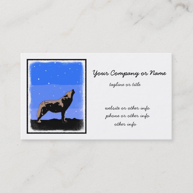 Carte De Visite Howling Wolf en hiver - Art faunique original (Devant)