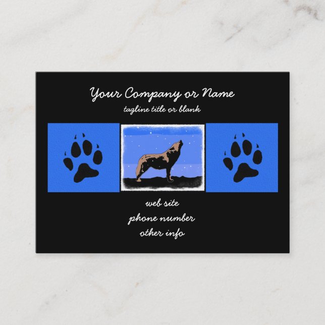 Carte De Visite Howling Wolf en hiver - Art faunique original (Devant)