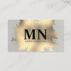 Carte De Visite Huile d'or brossé avec un monogramme chic