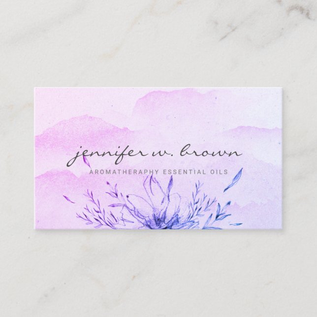 Carte De Visite Huiles essentielles aquarelle violette (Devant)