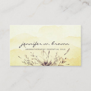 Carte De Visite Huiles essentielles botaniques aquarelle jaune feu