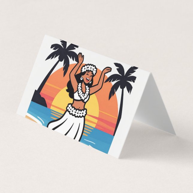 Carte De Visite Hula dance beach party sunset tropical island art (Devant)