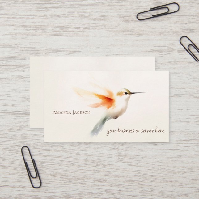 Carte De Visite Hummingbird Business Cards Personalized (Devant/Arrière en situation)