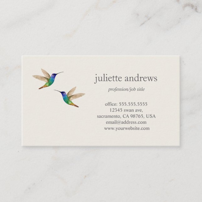 Carte De Visite Hummingbirds Business Card (Devant)