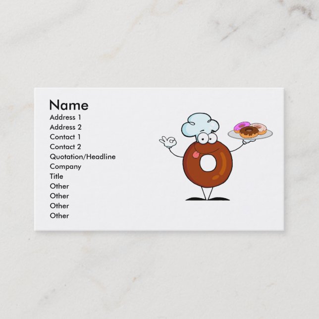 Carte De Visite humoriste donut chef personnage de dessin animé (Devant)