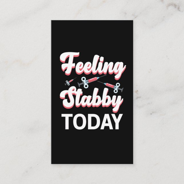 Carte De Visite Humour de la phlébotomie Syringe Dessiner le sang  (Devant)