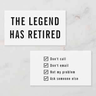 Carte De Visite Humour Gag Drôle Retraite La Légende A Retraité