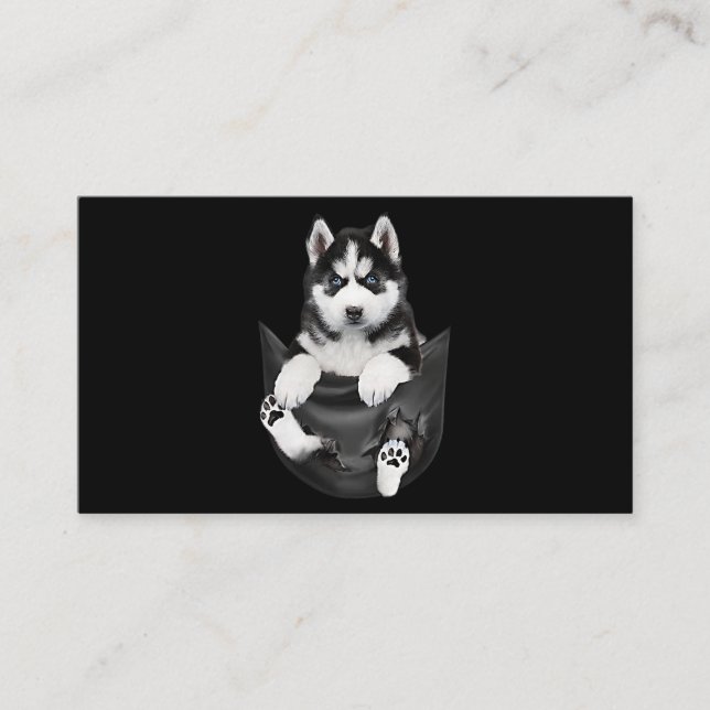 Carte De Visite Husky Sibérien Dans Pocket Puppy (Devant)