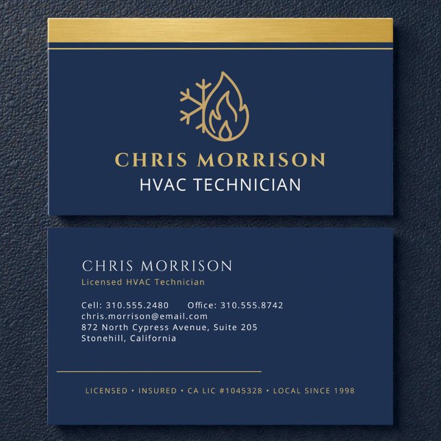 Carte De Visite HVAC AC Heating Cooling Heat Service Tech (Créateur téléchargé)