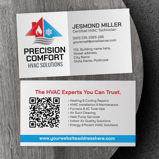 Carte De Visite HVAC Services - Chauffage, ventilation, CA (Créateur téléchargé)