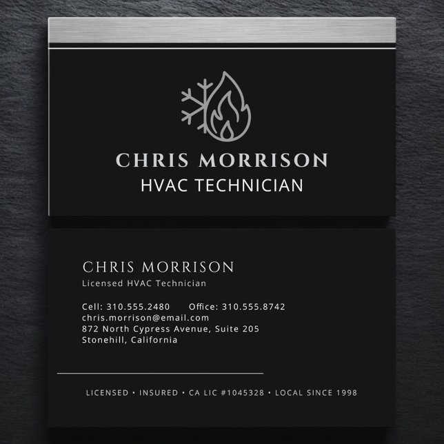 Carte De Visite HVAC Technician AC Heating Cooling Heat (Créateur téléchargé)