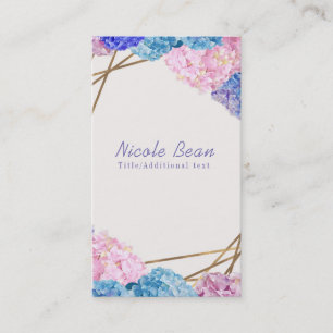 Carte De Visite Hydrangea & Gold Lines Élégant Floral Chic de prin