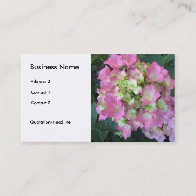 Carte De Visite Hydrangeas Rose Clair (Devant)