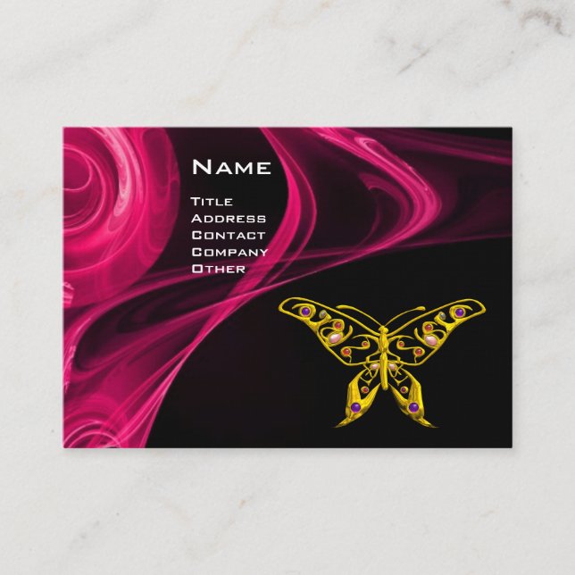 Carte De Visite HYPER BUTTERFLY - antiquité rose rouge noir jaune (Devant)