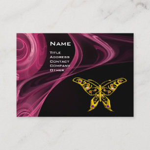 Carte De Visite HYPER BUTTERFLY - antiquité rose rouge noir jaune
