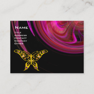 Carte De Visite HYPER BUTTERFLY- rouge violet rose noir jaune
