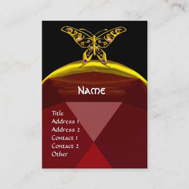 Carte De Visite HYPER BUTTERFLY RUBY MONOGRAS noir rouge jaune (Devant)