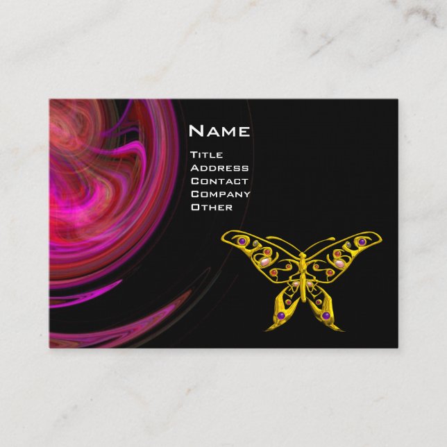 Carte De Visite HYPER BUTTERFLY - violet rose vif noir jaune (Devant)