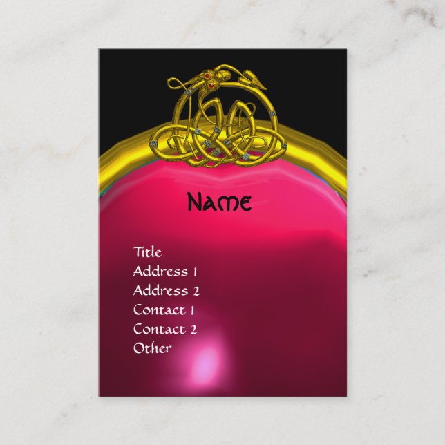 Carte De Visite HYPER DRAGON RUBY MONOGRAMME rouge noir rose (Devant)