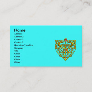 Carte De Visite HYPER VALENTINE, BOUTEILLE D'OR COEUR Aqua Bleu