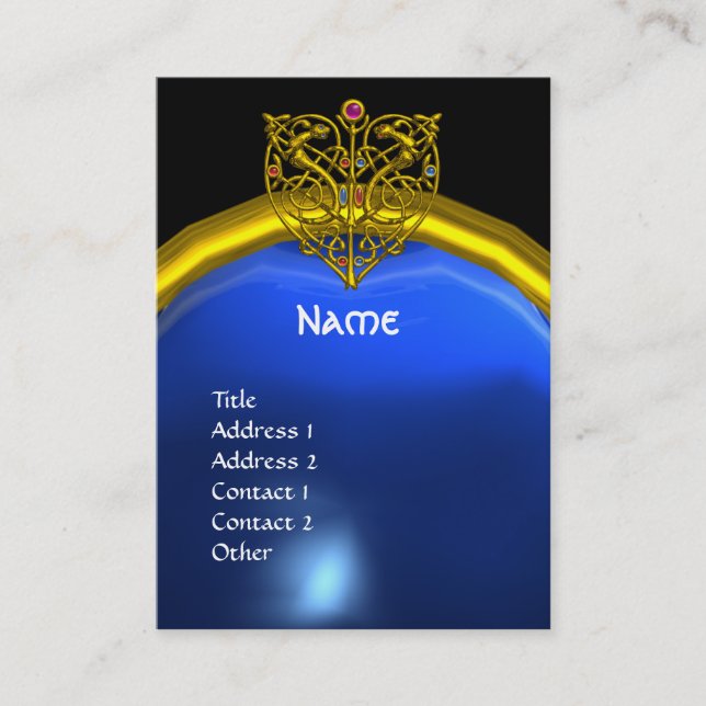 Carte De Visite HYPER VALENTINE SAPPHIR MONOGRAMME jaune bleu (Devant)