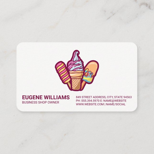 Carte De Visite Ice Cream Sweet Popsicle Treats | Desserts  (Dos)