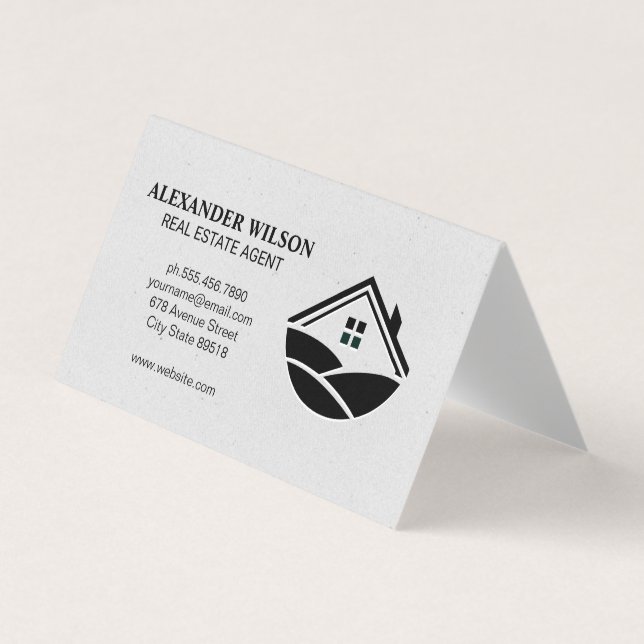 Carte De Visite Icône Accueil et collines (Devant)