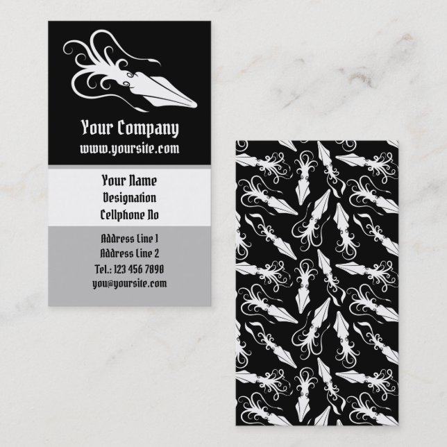 Carte De Visite Icône calmar blanc vertical (Devant / Derrière)