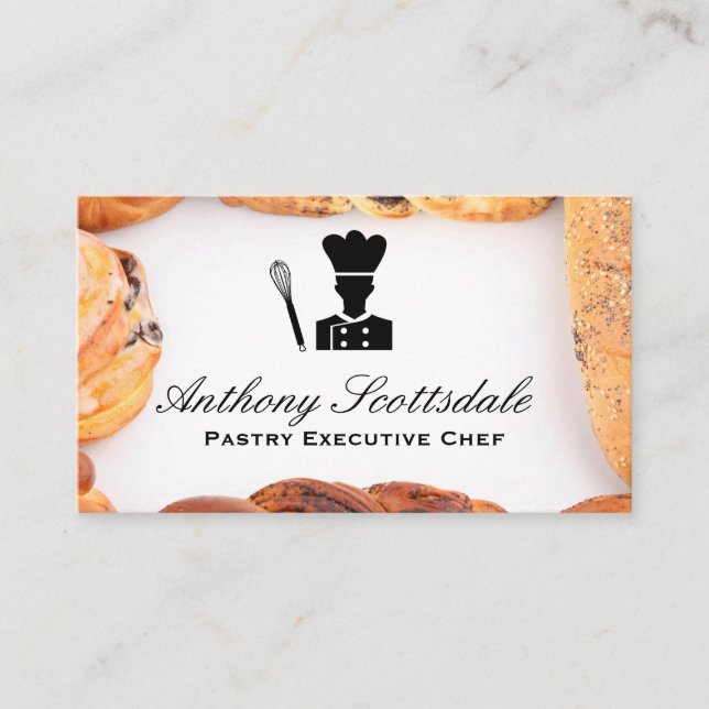 Carte De Visite Icône Chef Whisk | Pâtisseries (Devant)