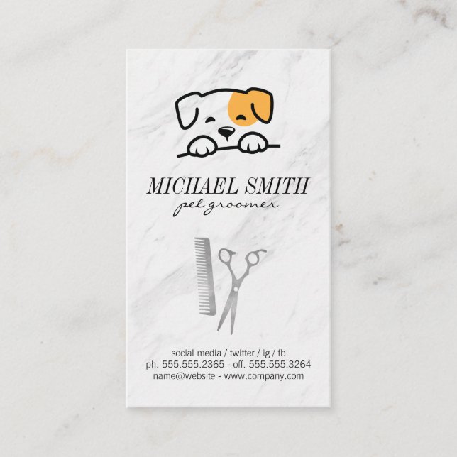 Carte De Visite Icône Chien mignon | Outils Groomer (Devant)