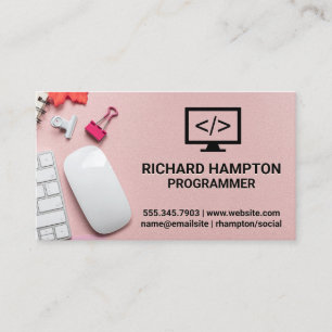 Carte De Visite Icône Codage   Arrière - plan Espace Office