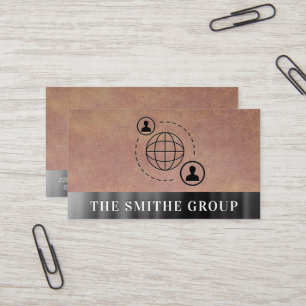 Carte De Visite Icône de communication réseau Arrière - plan métal