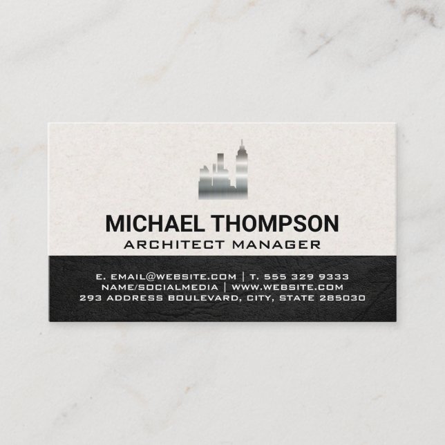 Carte De Visite Icône de construction du gratte-ciel | Métal (Devant)