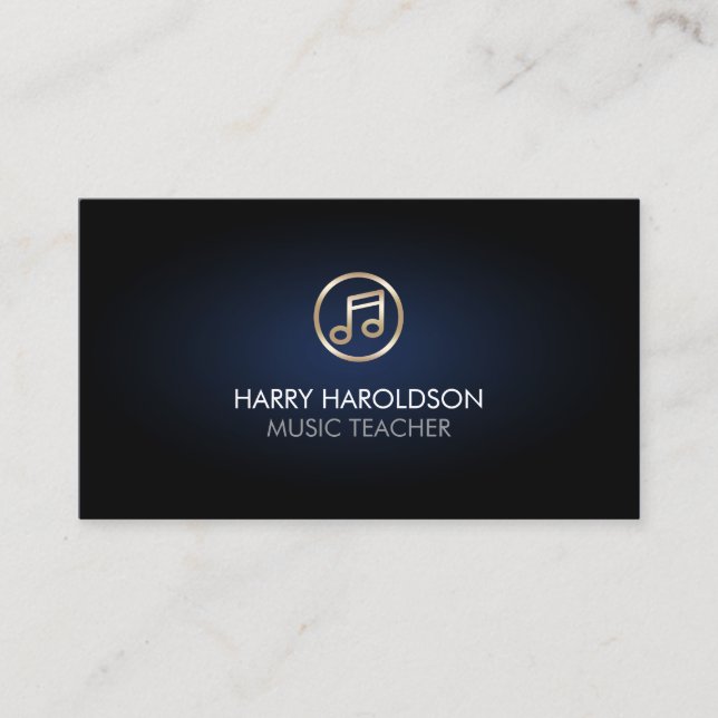Carte De Visite Icône de note de musique en or faux professeur de  (Devant)