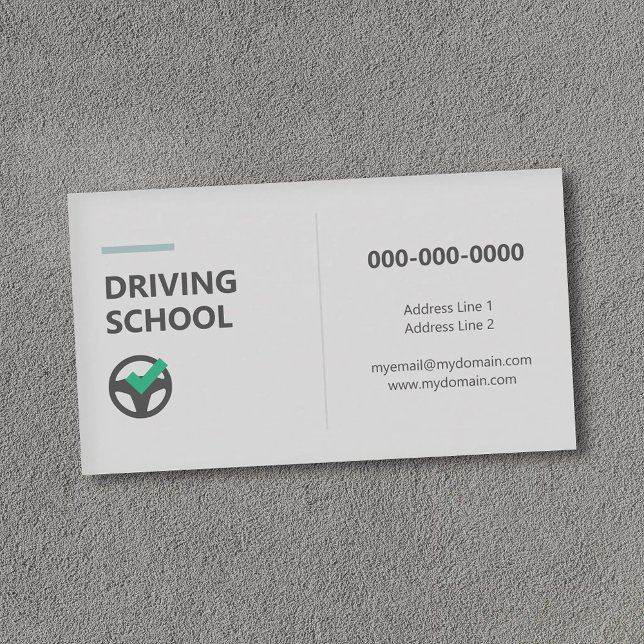 Carte De Visite Icône de volant - École de conduite  (Steering Wheel Icon - Driving School Business Card)