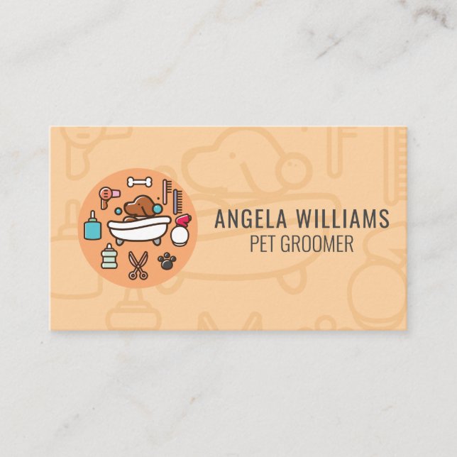 Carte De Visite Icône Dog Wash Douche (Devant)