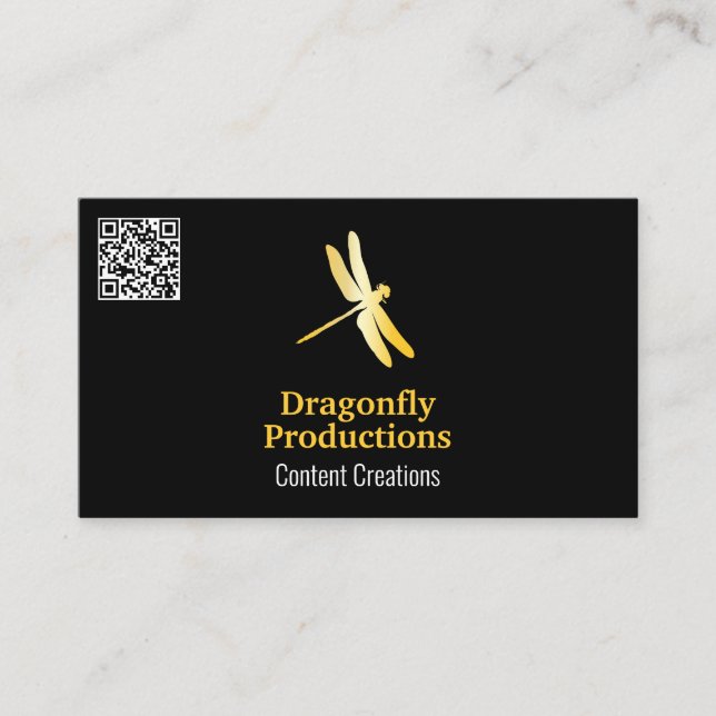 Carte De Visite Icône Golden Dragonfly | Code QR (Devant)