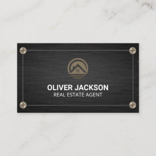 Carte De Visite Icône Immobilier   Black Metallic et vis